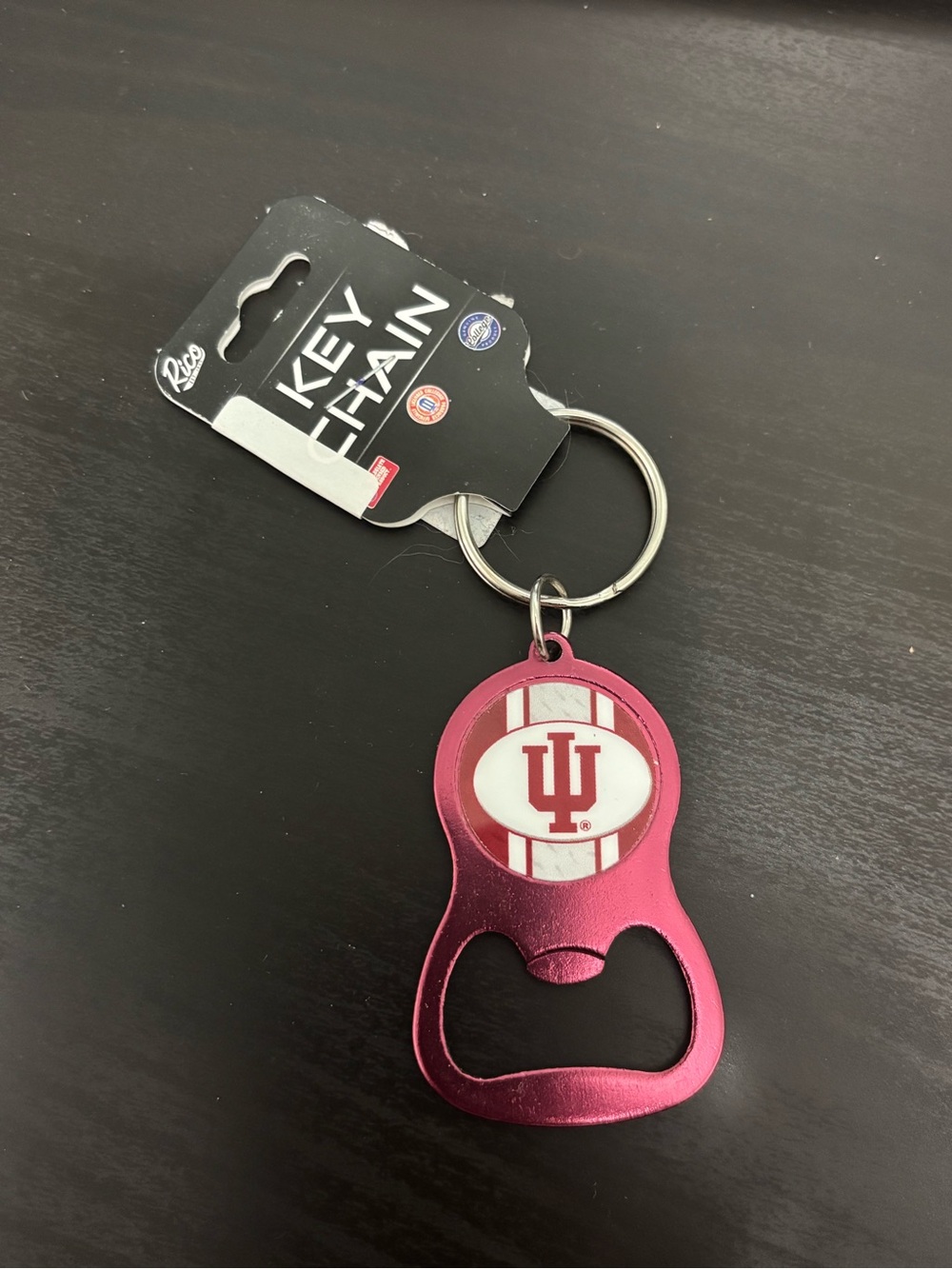Indiana University IU Aluminum Bottle Opener Keychain with University Logo